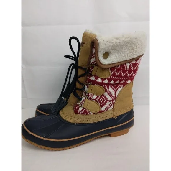 KHOMBU MAYA Suede Lace Up Faux Fur Lined Winter Duck Boots Brown Womens Size 8 M - Picture 7 of 12